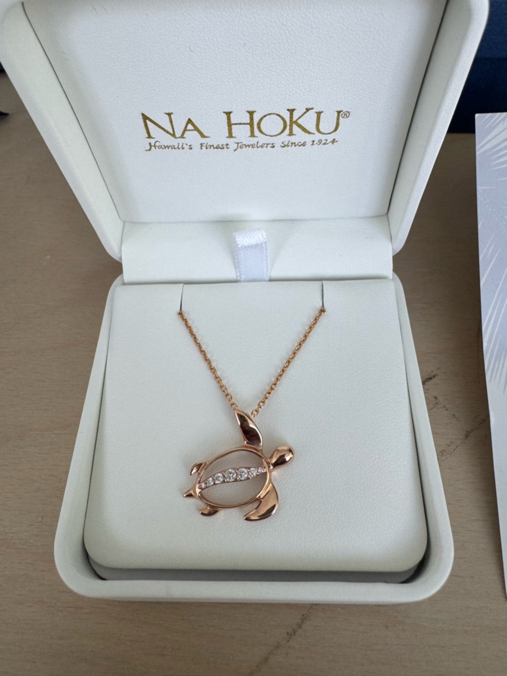 Na Hoku Sea Turtle Rose Gold with Diamonds Necklace
